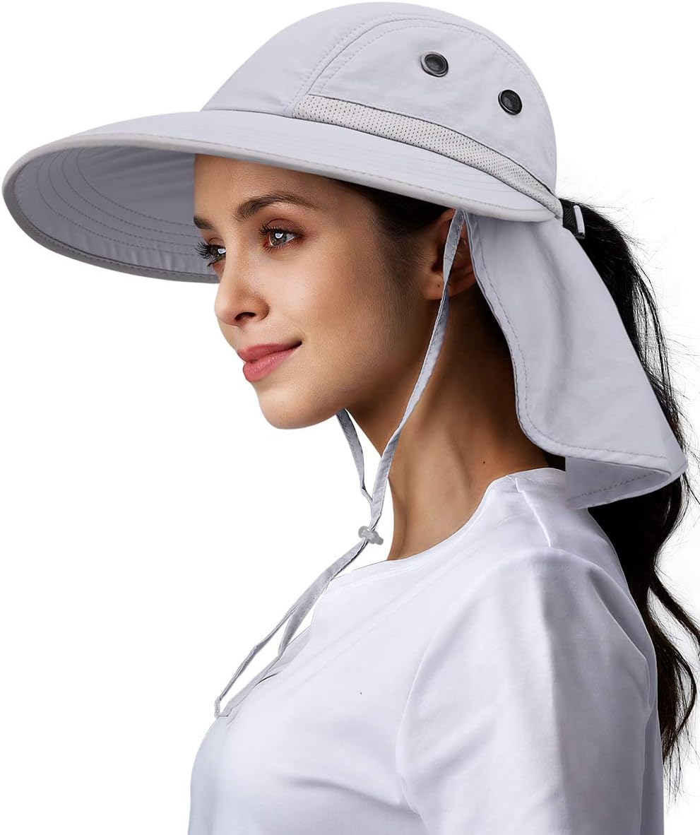 Camptrace Sun Hats for Women Wide Brim Fishing Hat Neck Flap UPF50+ UV Sun Protection Hat