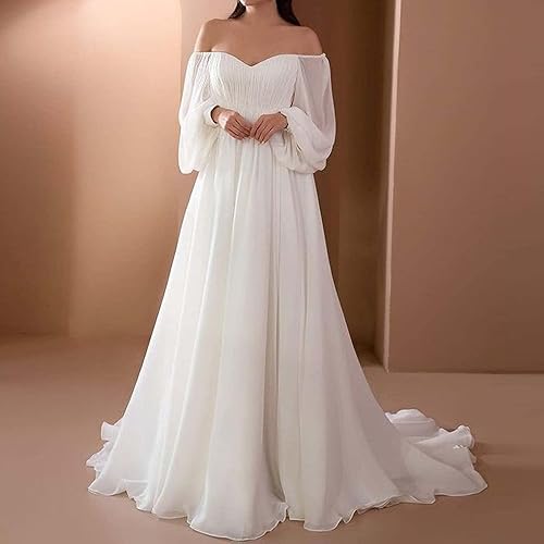 White Dress Women Wedding Dresses Gown One Shoulder Formal Bridal