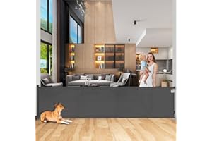 bedmoimo 120 Inch Extra Wide Baby Gate for Large Opening Retractable Baby Gates for Doorway Extra Long Dog Gate for The House Outdoor Large Pet Gates for Dog Indoor and Outdoor Mesh Child Gate, Grey