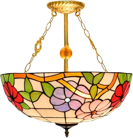 Tiffany Style Semi Flush Mount Ceiling Light European Tiffany