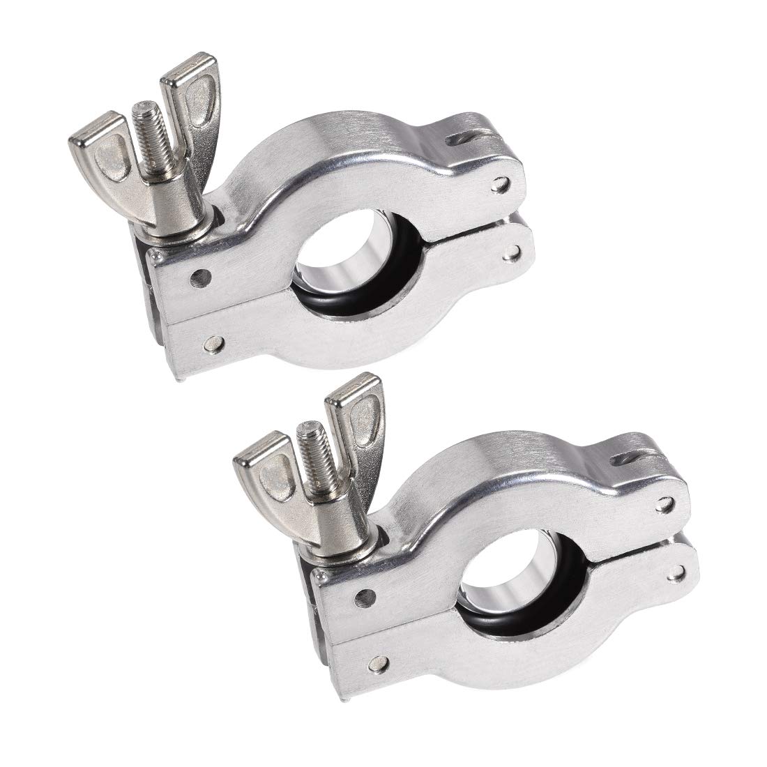 sourcingmap 2 Pcs Aluminum Vacuum Clamp 41mm X 21mm KF16 Single Pin Clamp Wing Nut W Center Ring for Ferrule TC