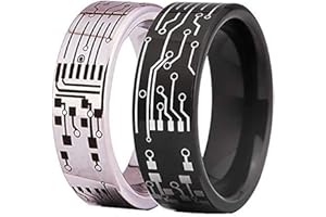 CLOUD DANCER Computer Circuit Pattern Ring-8mm Width Tungsten Carbide Ring Wedding Ring and Engagement ring-Free Engraving Inside