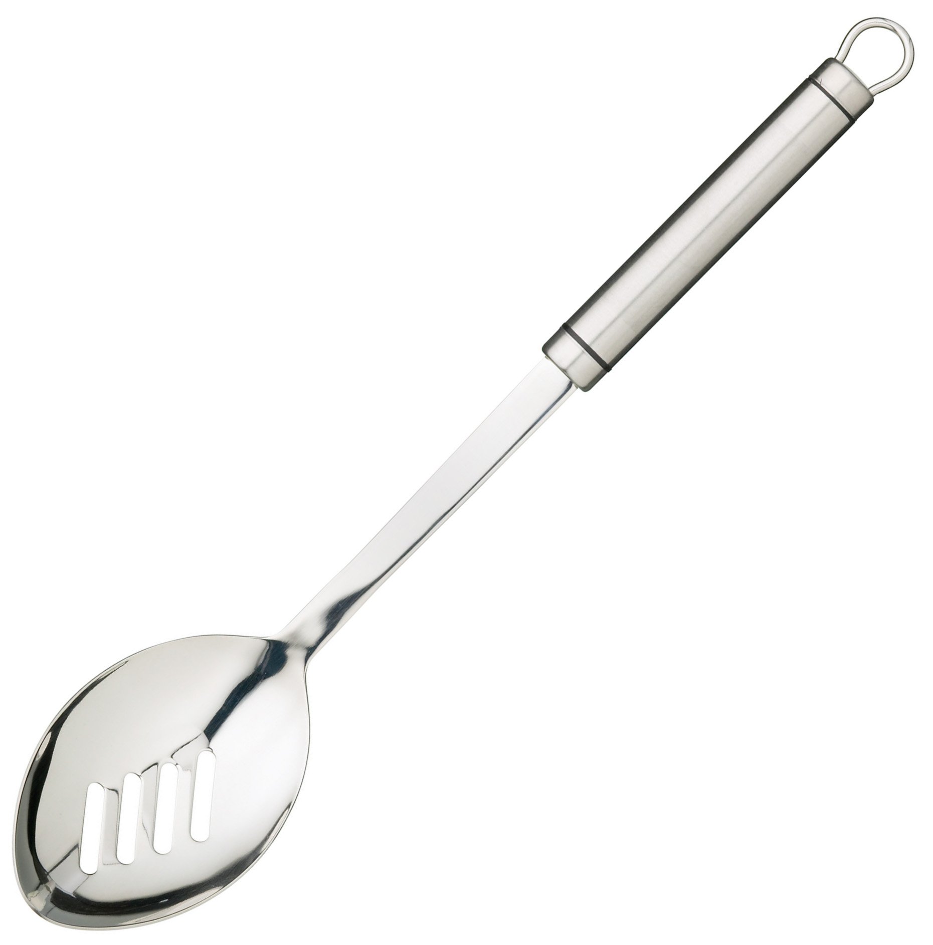KitchenCraft Oval Handled Stainless Steel Slotted Spoon, Kitchen Serving Spoon Ideal for Draining Liquid and Grease, Cooking Kitchen Utensil, Dishwasher Safe, 34.5cm