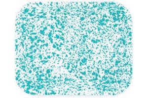 CROW CANYON HOME Enamelware Large Open Roaster, 13.5 x 10.75 inches, Turquoise/White Splatter