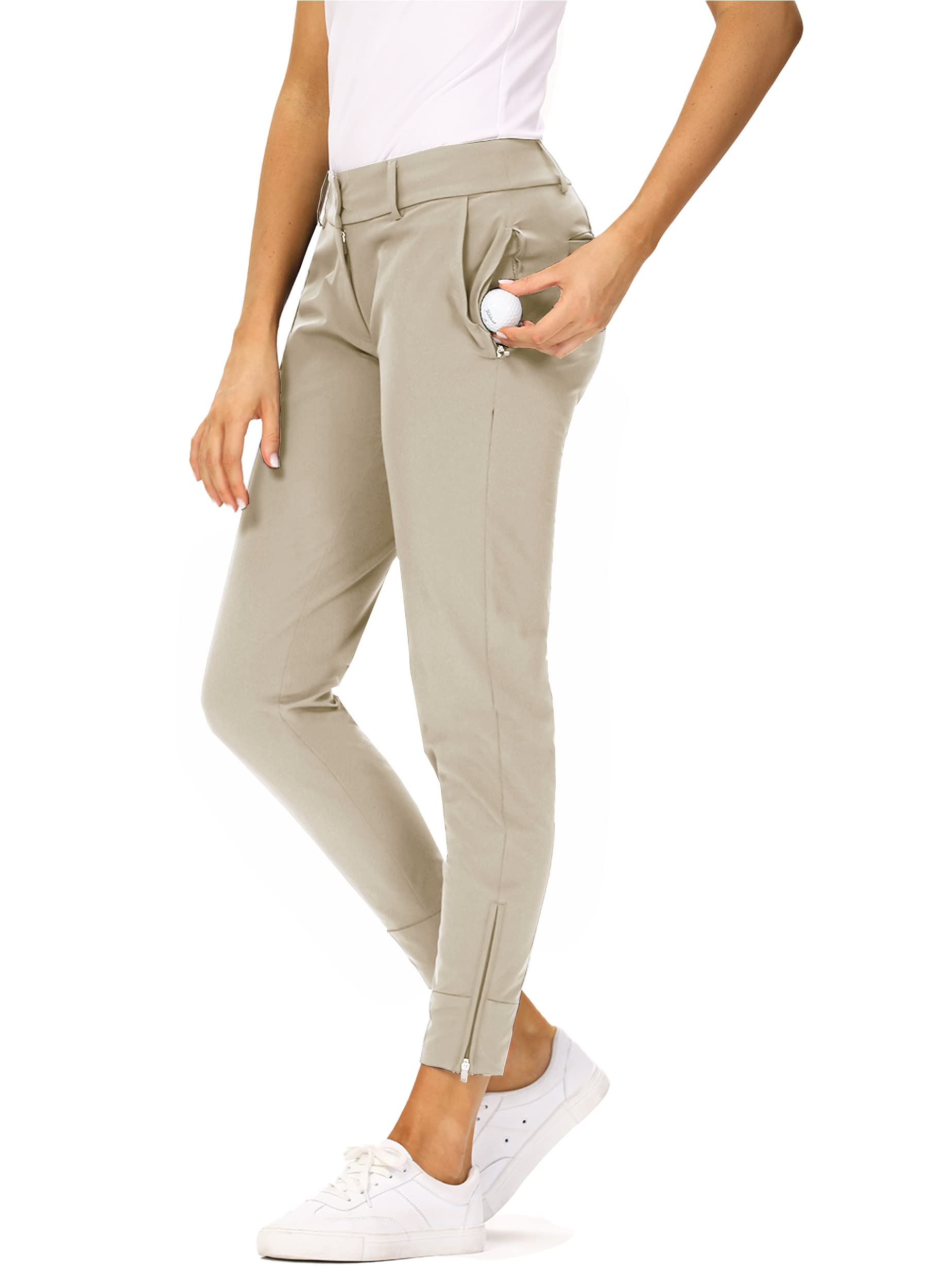 Photo 1 of Hiverlay Womens pro Golf Pants Quick Dry Slim Lightweight Work Pants with Straight Ankle Also for Hiking or Casual Ladies?Light Khaki-s
