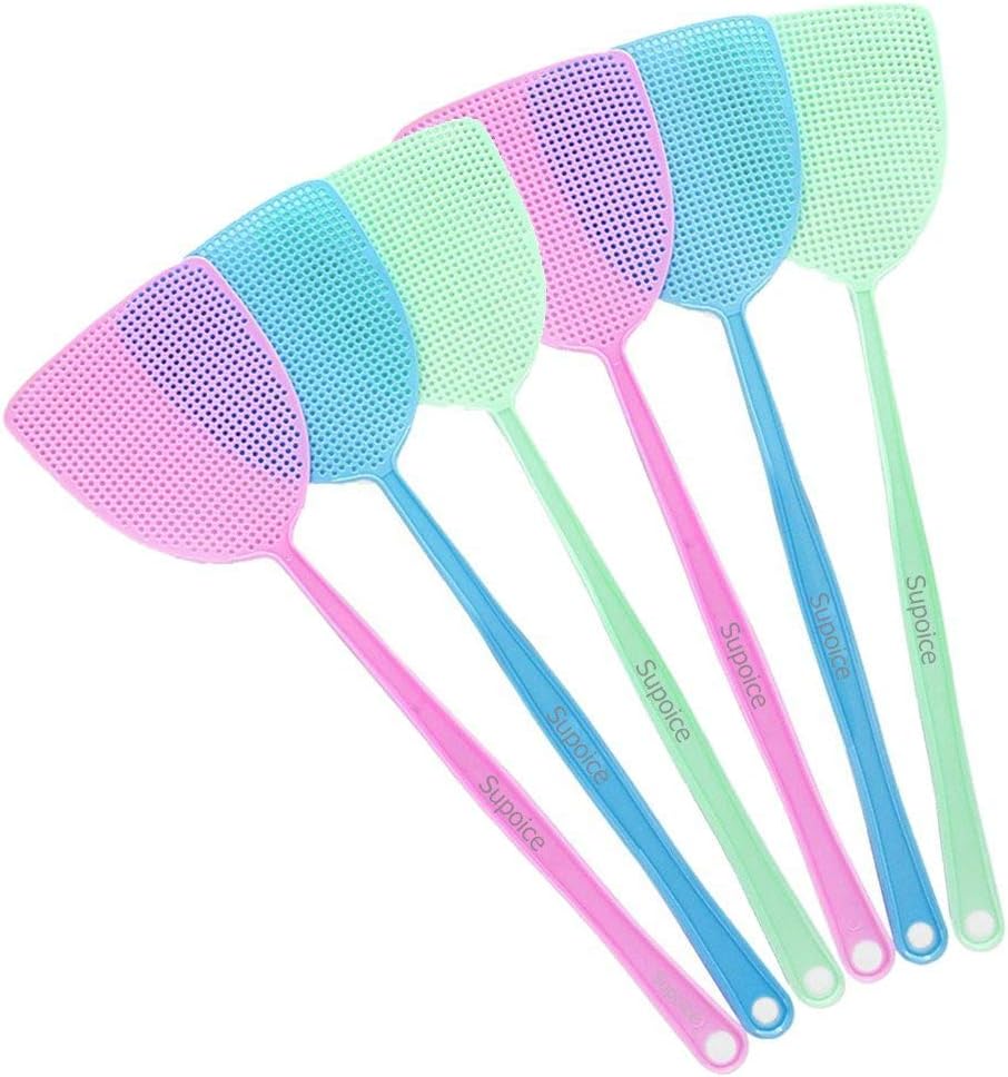Supoice 6 Pack Fly Swatter Manual Swat Pest Control Plastic with Long Handle Assorted Sweet Colors: Garden & Outdoor