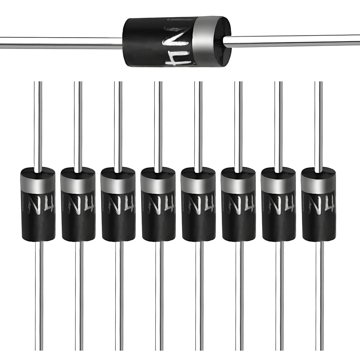 Photo 1 of (Pack of 100 Pieces) Chanzon 1N4004 Rectifier Diode 1A 400V DO-41 (DO-204AL) Axial 4004 IN4004 1 Amp 400 Volt Electronic Silicon Diodes