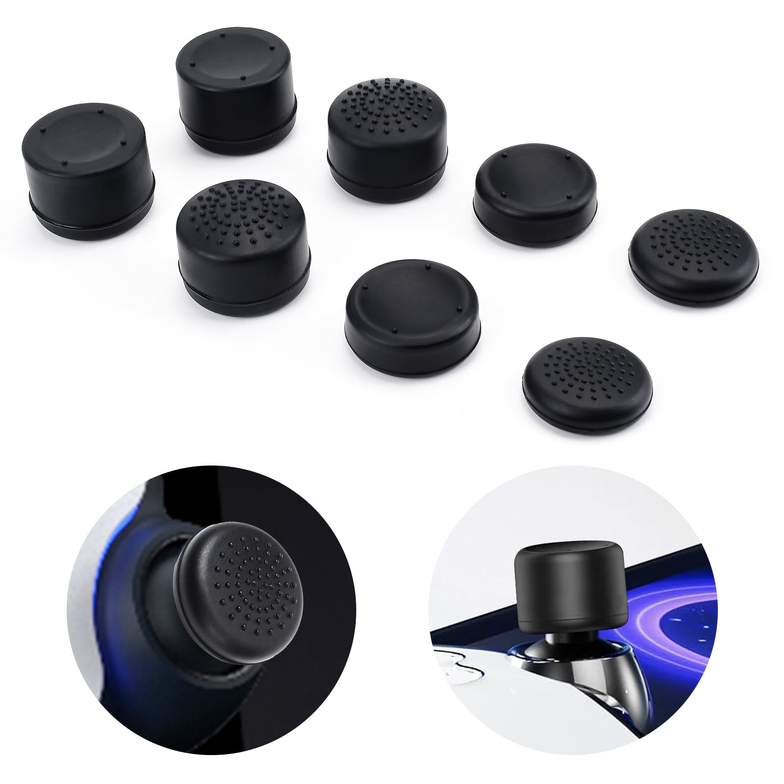 DLseego Thumb Grips Caps for PlayStation Portal, Full Protection Anti-Slip & Anti-Scratch Anti-Fingerprint Protective Cover 8 Thumb Stick Caps for PlayStation Portal Remote Player - Black