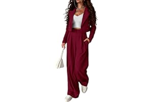 KIRUNDO Business Casual Outfits for Women 2025 Fall 2 Piece Cropped Blazer Jackets Wide Leg Pants Suit Sets Work Clothes