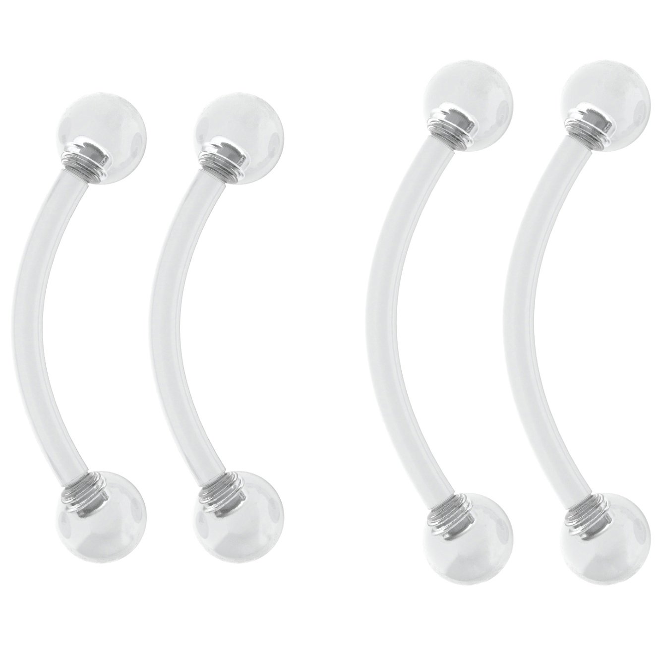 Bling Unique 4pc 16g Clear Curved Barbell