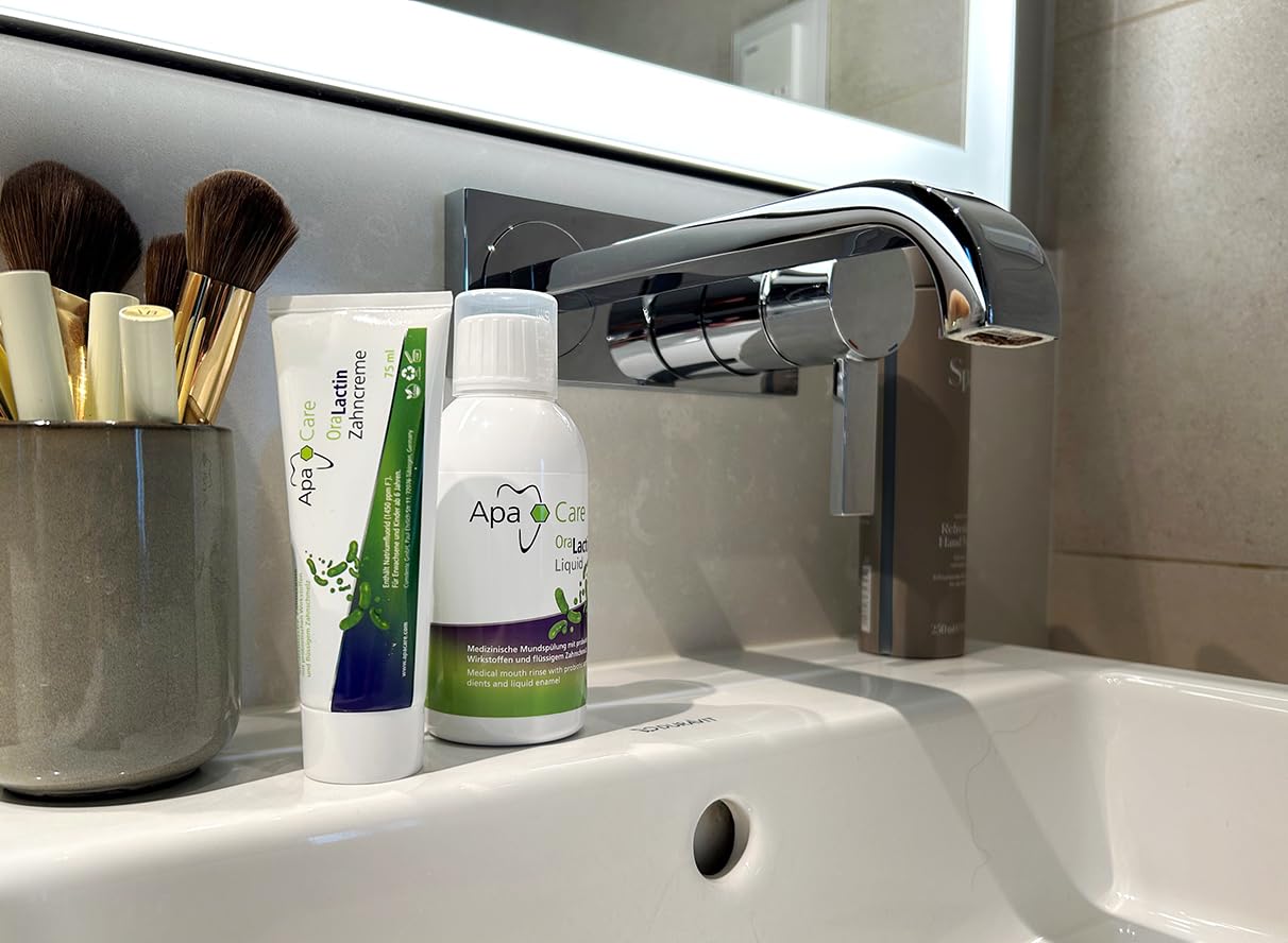 ApaCare OraLactin Zahncreme, 3×75 ml Zahnpasta mit Hydroxylapatit (flüssiger Zahnschmelz), Fluorid & probiotischen Inhaltsstoffen, für Remineralisierung, Pflege empfindlicher Zähne, ohne Titandioxid 7