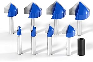 1/4 Inch Shank 90 Degree V Groove Router Bit Set Solid Carbide Double Flute CNC Engraving V Groove Router Bit Woodworking Too