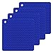 Bligli Silicone Pot Holder Mats Hot Pads Spoon Rest, Multipurpose Trivet Durable Dishwasher Safe Heat Resistant for Hot Dishes Food Grade Silicone Set of 4 (Blue)