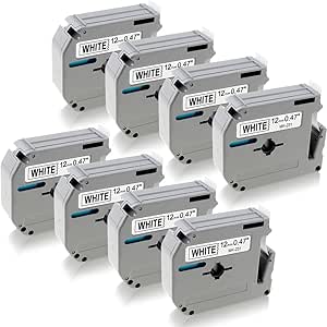 Greateam 12mm Label Maker Tapes - 6-Pack Compatible With Brother PT-M95, PT-80, PT-90 & Other P-Touch Models