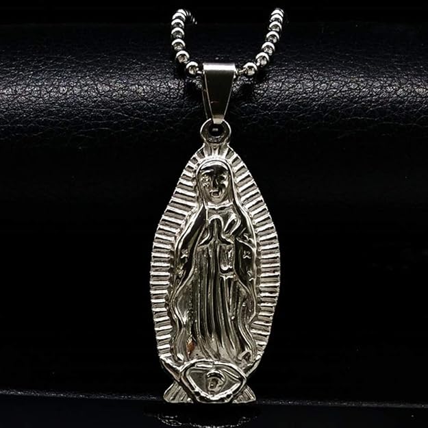 Blessed Virgin Mary Stainless Steel Necklace Men Jewelry Silver Color Choker Necklace Jewelry