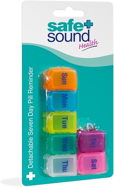 Safe + Sound 7 Day Small Pill Box Detachable Compartments Pocket Size