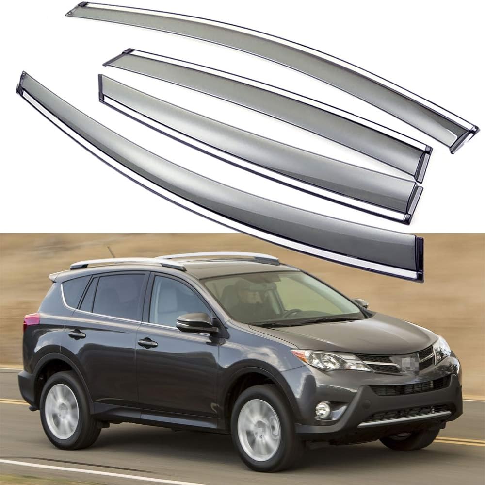 SPEEDLONG 4Pcs Car Window Visor Vent Shade Deflector Sun/Rain Guard for