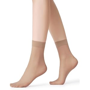 leg elegant 12 Pairs Women's Ankle High Sheer Socks, Clear Toe