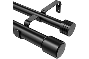 Abiglifty Double Curtain Rod 33 to 120 Inch, Telescoping Double Curtain Rods for Windows, Adjustable Double Curtain Rod for W