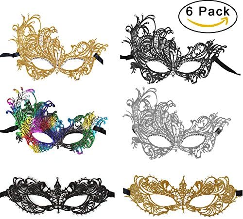 Jumpplay Sexy Costume Mask Masquerade Mask Black Lace Mask Halloween Mask Set For Lady Women