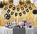 Paxcoo Black and Gold Party Decorations with Happy Birthday Banner for 18th, 21st, 30th, 40th, 50th, 60th, 75th, 80th Birthday
