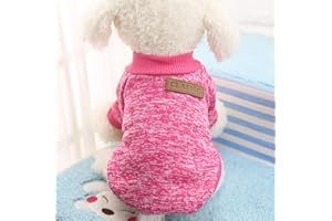 Idepet Pet Dog Classic Knitwear Sweater,Fleece Coat for Small,Medium,Large Dog,Warm Pet Dog Cat Clothes,Soft Puppy Customes (S, Rosered)