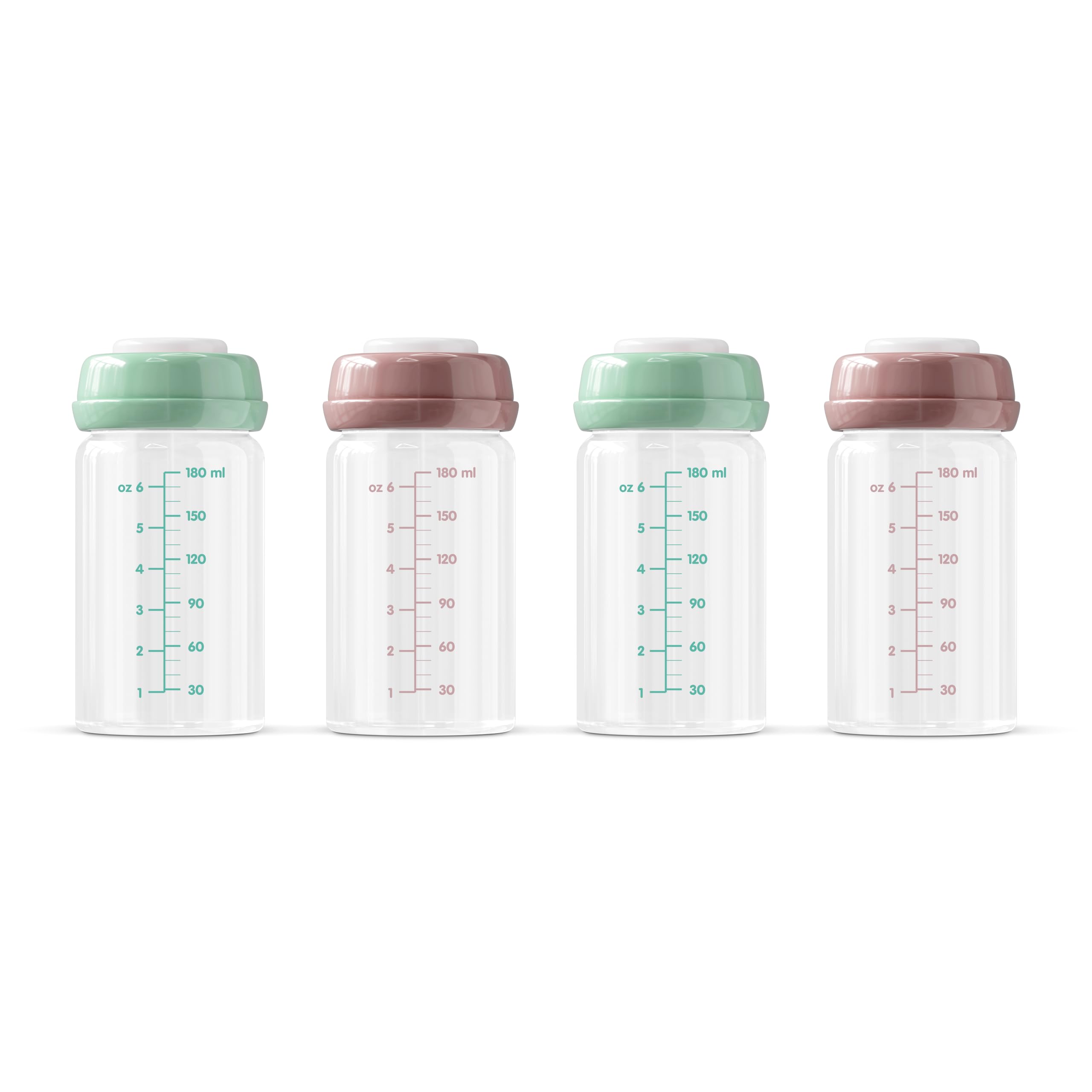 Premium Glass Breastmilk Storage Bottles, Pack of Four, 180ml, Dishwasher, Freezer, and Microwave Safe (Glass Breastmilk Storage Bottles, 4 x 180ml)