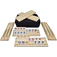 MIDOLITE Rummy Cube 6 Player Edition with 6 Wooden Racks, Rummy Cube Game with Case 6 Players with Portable Case 160 Tiles Rummy Cube Travel Game Set for Family Adults Kids