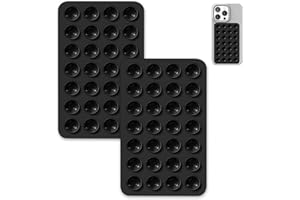 HLIJA 2 Pack Suction Cup Phone Case Mount Double-Sided,Silicon Sticky Phone Stand for iPhone and Android, Hands-Free Strong Grip Holder for Selfies and Videos - Black