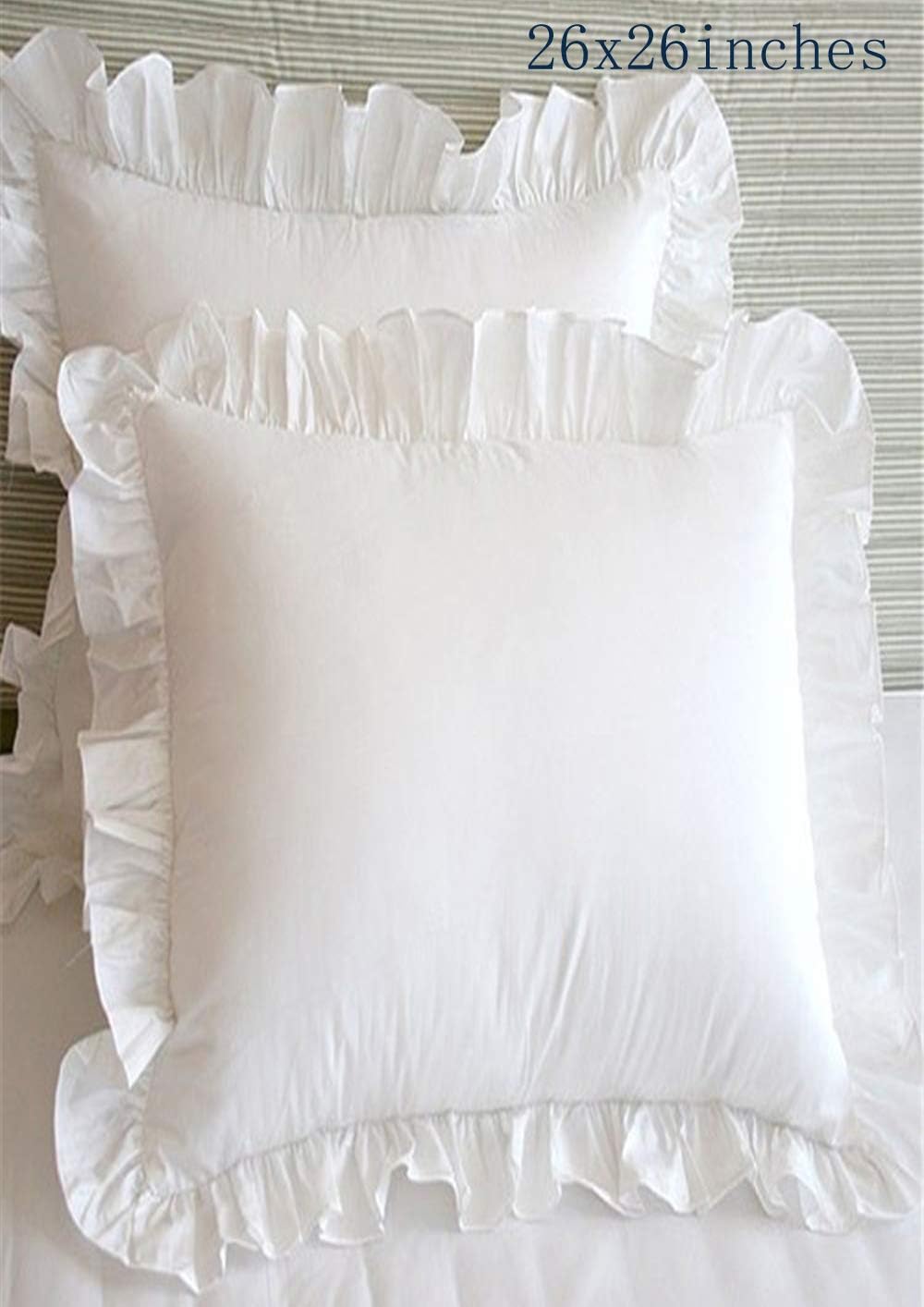 Meaning4 White Throw Pillow Cases European Square Shams Covers with Hem