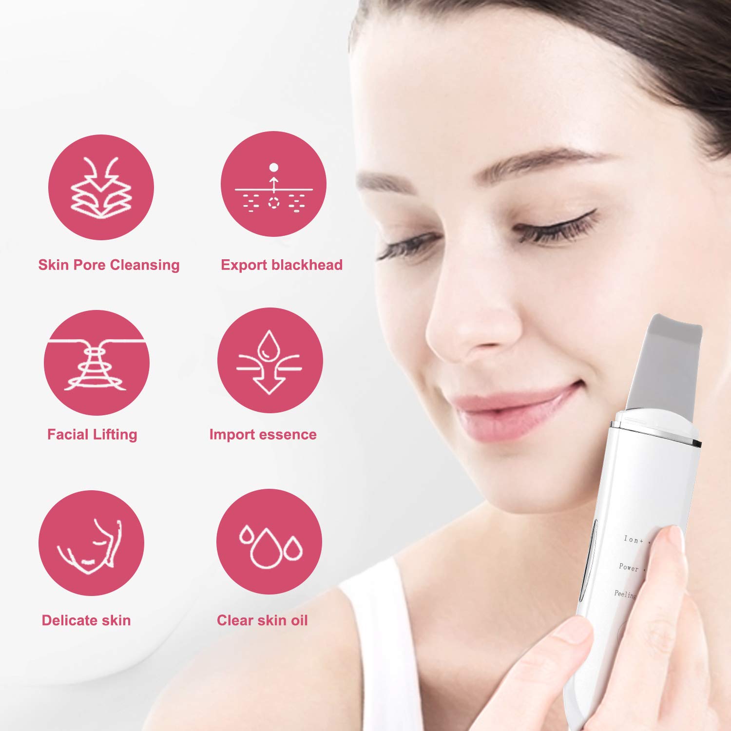 Facial Skin Scrubber, Face Spatula Portable Pores Cleanser Blackhead Remover Comedone Extractor Skin Exfoliator and Facial Lifting Tool, Portable Rechargeable.