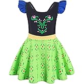 COTRIO One Piece Princess Swimsuit for Girls Short Sleeve Swim Dress Rash Guard Bathing Suit Skirted Swimwear 1-10 Years