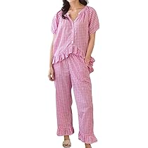 上下セット MARBLE PAMM summer pajamas Women Christmas Satin Pajamas Sets Feather Trim Long Sleeve