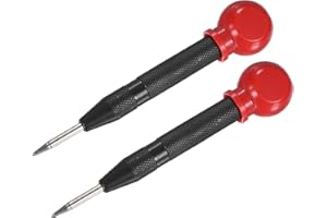 M METERXITY 2-Pack Automatic Center Punch, 5.2" HSS Spring Loaded Nail Punch with Palm Cushion Cap for Steel Plate/Wooden Boa