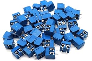 Xiaoyztan 2 Pin 5mm Pitch PCB Mount Screw Terminal Block Connectors, Pack of 50 Pcs