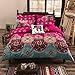 Vaulia Soft Lightweight Microfiber Duvet Cover Set, Bohemia Exotic Patterns Design, Bright Pink - Twin Size