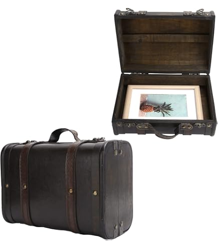 Cofre De Almacenamiento De Madera Vintage Con Diseño De Mapa | Maleta Decorativa Para Eventos Y Hogar | 37.5x23x13.5 Cm