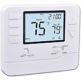 Heagstat Non-Programmable Heat Pump Thermostat for Home 2 Heat/1 Cool | For Heat Pump System (with Aux or Emergency Heating), Manual Operation Heat &amp; Cool, Large Font, White Backlight