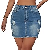 Jean Skirt for Women Stretch Casual High Waisted Denim Short Skirt Cute A Line Mini Pencil Skrit