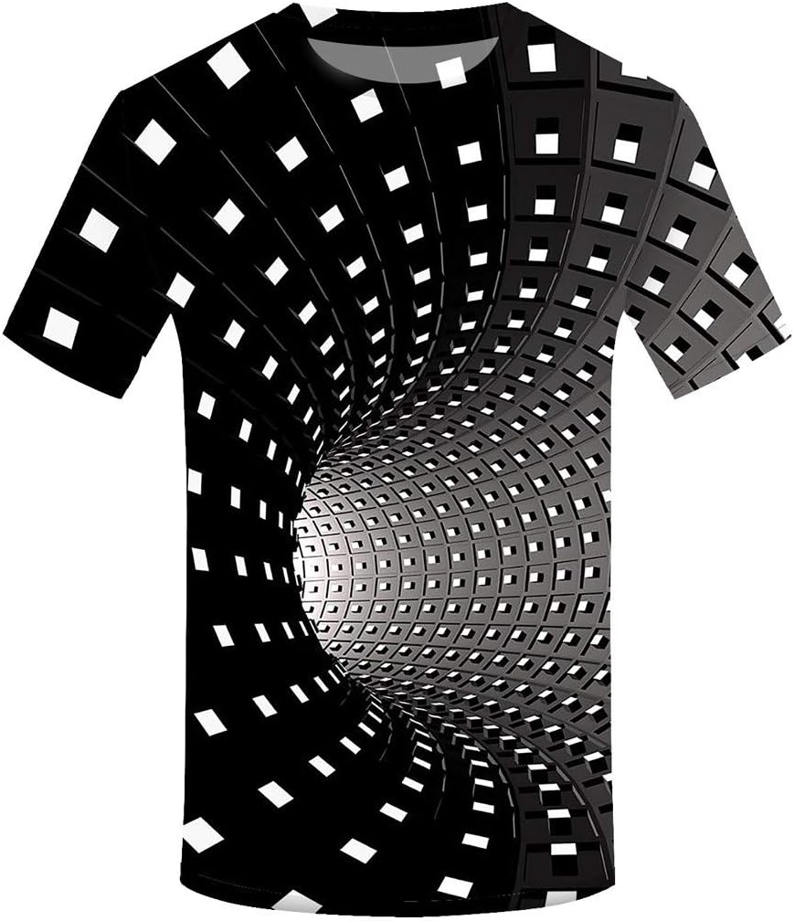 Save15% BBesty Men's Fashion Loose Soild Color 3D Round Neck Print Short Sleeve T-Shirt Top Blouse