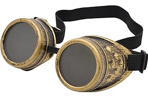 CWB&ADB Steampunk Goggles, Vintage Bronze Costume Accessory, Dark Lens Cosplay Eyewear