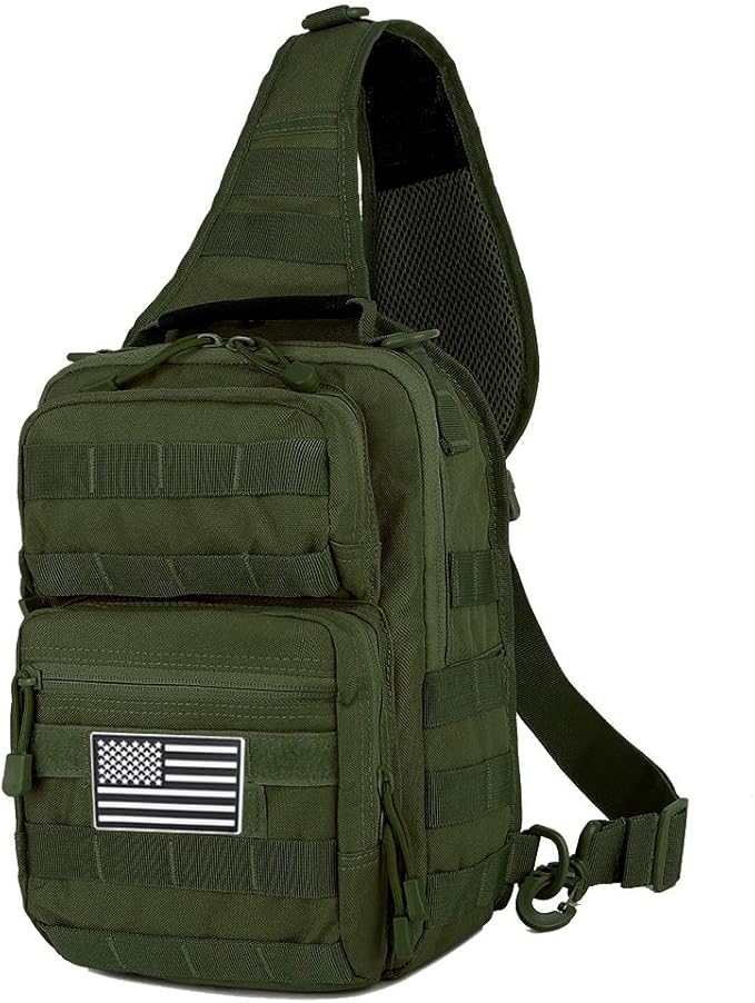 QT&QY Tactical Sling Bag For Men Small Military Rover Shoulder Backpack
