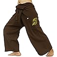 Fullmoon 's​ Chic : Thai Fisherman Pants | Loose Yoga, Pirate, Harem Pants, 100% Cotton, Plus Size (S-4XL) : (Dark Brown)