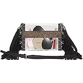 QiuQiuQi Clear Bag for Stadium Events, Clear Western Purse with Fringe