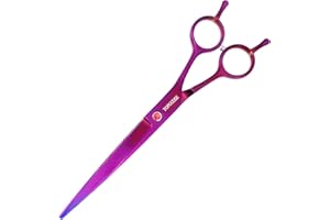 TOPGOOSE 7.5'' Dog Straight Scissors for Grooming 440C Stainless Steel Professional Pet Trimming Scissors Sharp Blades Cutting for Dogs and Cats Shears (Straight, Purple)