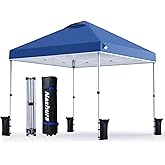 Nazhura Upgraded Portable Canopy Tent, 10 x 10 ft, Blue, with Carry Bag and Weight Bags
