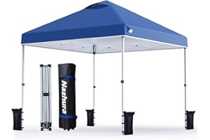 Nazhura 10' x 10' Pop Up Canopy Tent with Sand Weight Bag, Freestanding Sun Shelter for Picnic and Camping, One Person Setup and Height Adjustable (Blue)