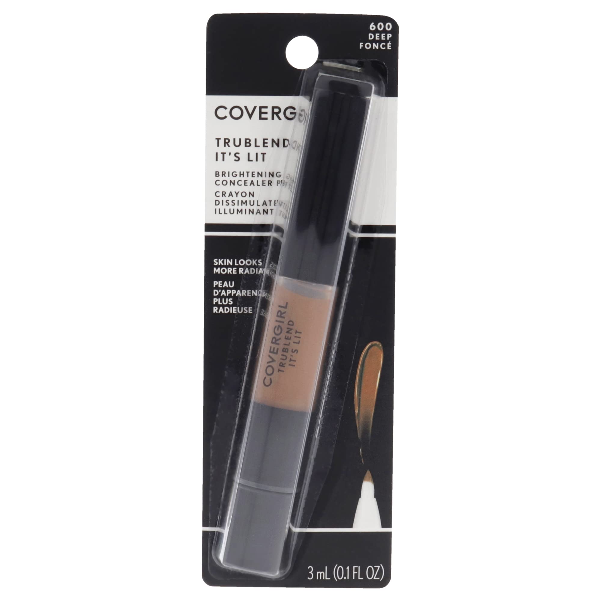 CoverGirl TruBlend Its Lit Brightening Concealer Pen - 600 Deep For Women 0.1 oz Concealer