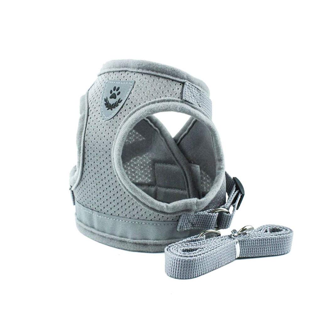 Deggodech Pet Vest Harness and Lead Set - Small Adjustable Soft Mesh Reflective Escape Proof Cat Walking Harness With Leash for Pet Cat Dog Outdoor Training (S, Mesh Grey)