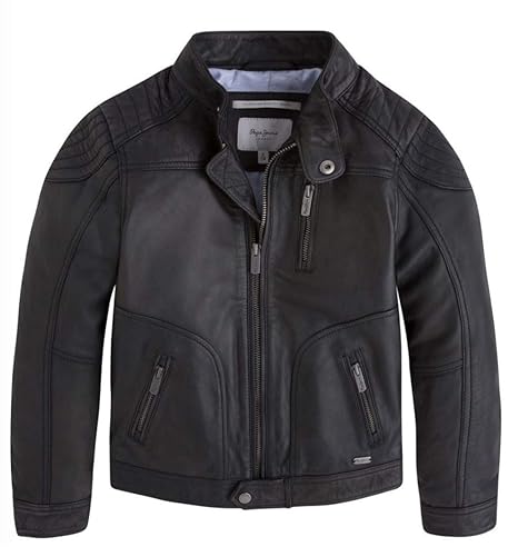 Pepe Jeans Boys Biker Lederjacke Rayan jr, Fb. Black